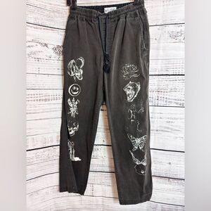 Welcome‎ pants Womens size Small casual satanic design Denim Pullover Drawstring